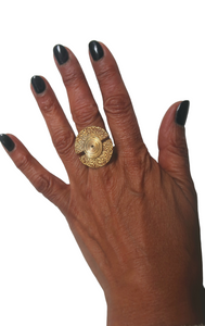 Bague Africaine Nounet Bronze doré à l'or fin : Symbole Noun - Collection 