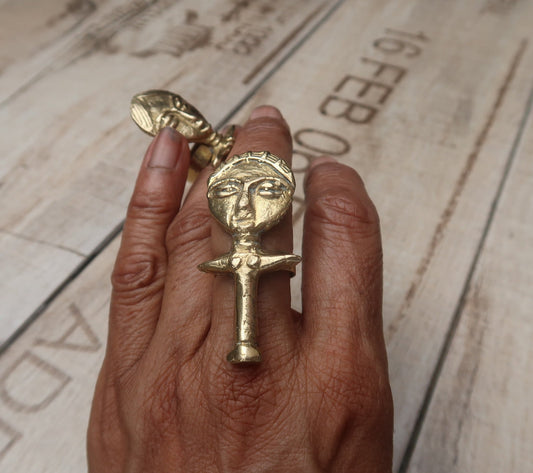 Bague Africaine Akwaba en Bronze en bague africaine akwaba artisanal africain - KaolackCreations