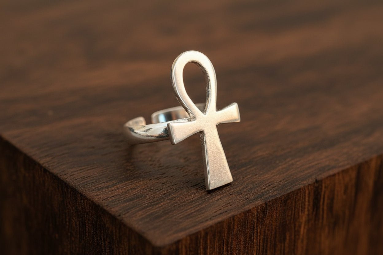 Bague Ankh Argent Massif Ajustable Sénégal en Bijoux artisanal africain - KaolackCreations