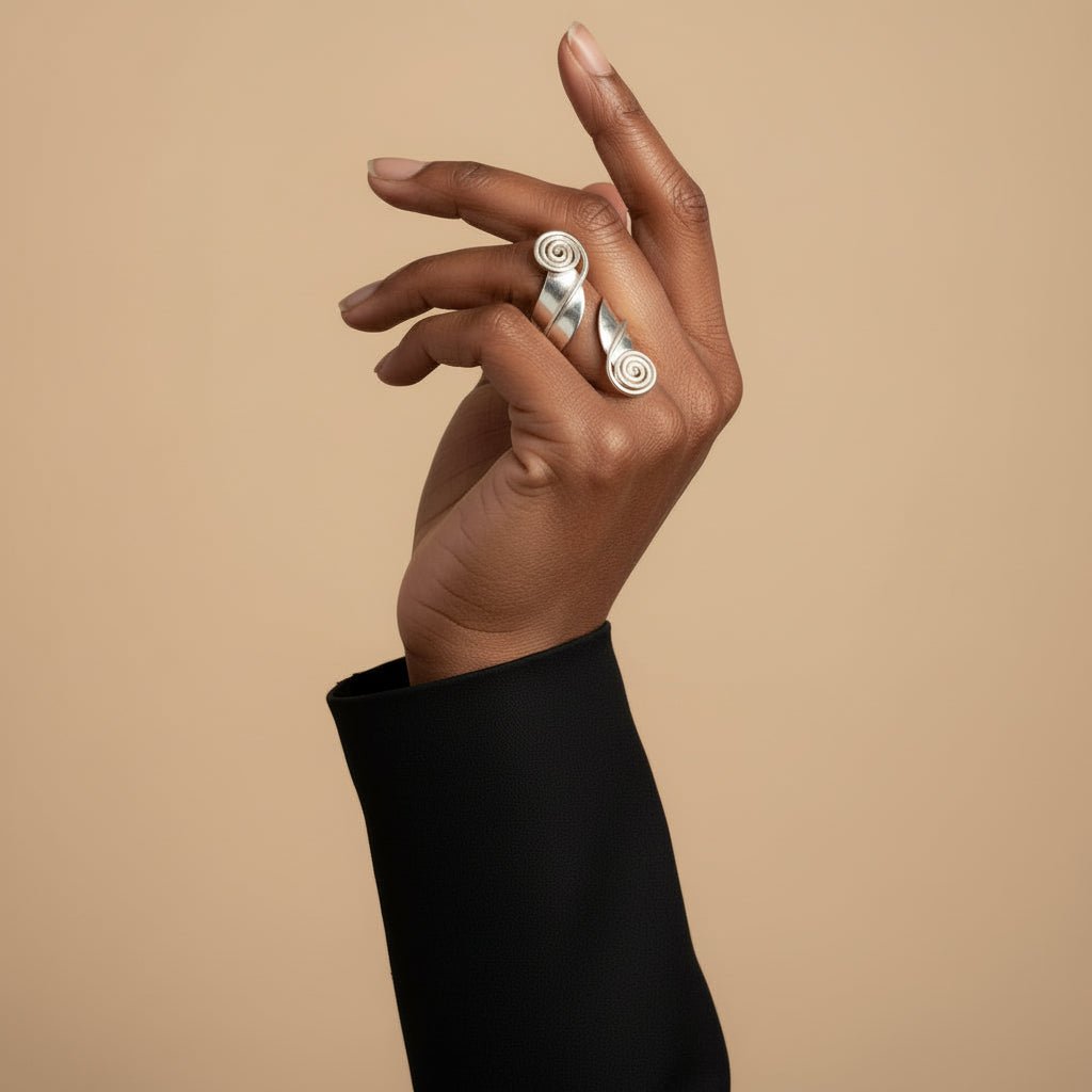 Bague Nya Argent Massif Ajustable Sénégal en Bijoux artisanal africain - KaolackCreations