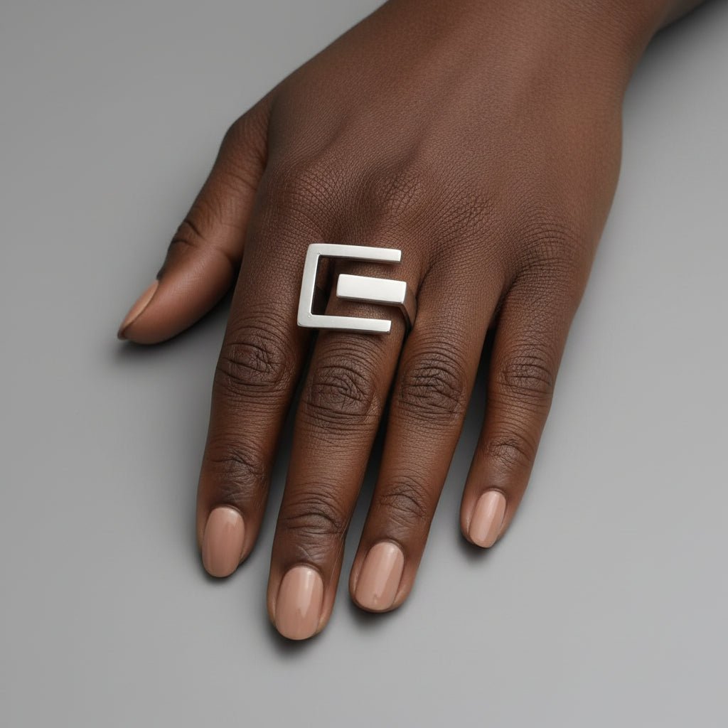 Bague Ptah Argent Massif Ajustable - Bijou Artisanal Sénégal en Bijoux artisanal africain - KaolackCreations