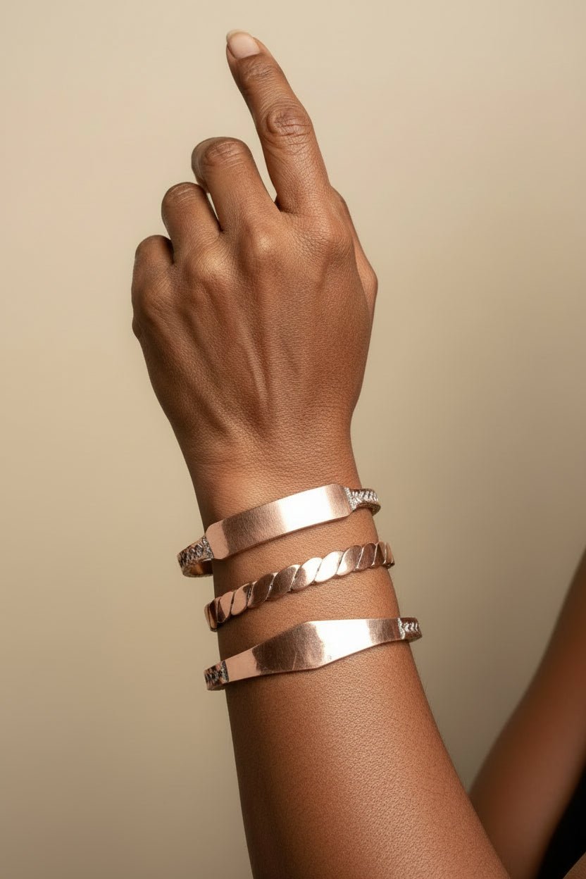 Bracelet cuivre africain artisanal Perem – finition polie – Collection Signature en Bijoux artisanal africain - KaolackCreations