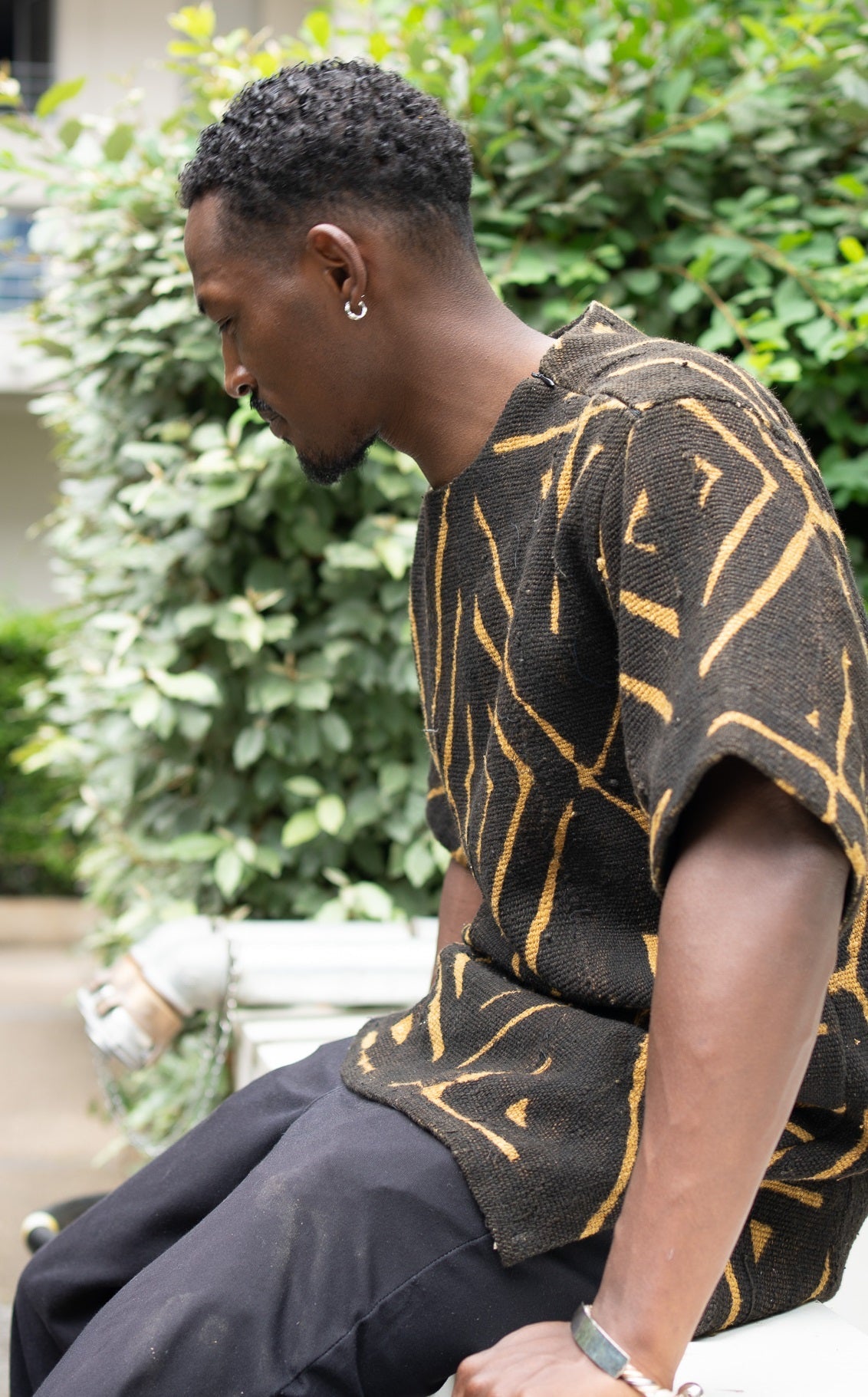 Chemise Tunique Kaarta en Bogolan marron du Mali en tunique homme artisanal africain - KaolackCreations