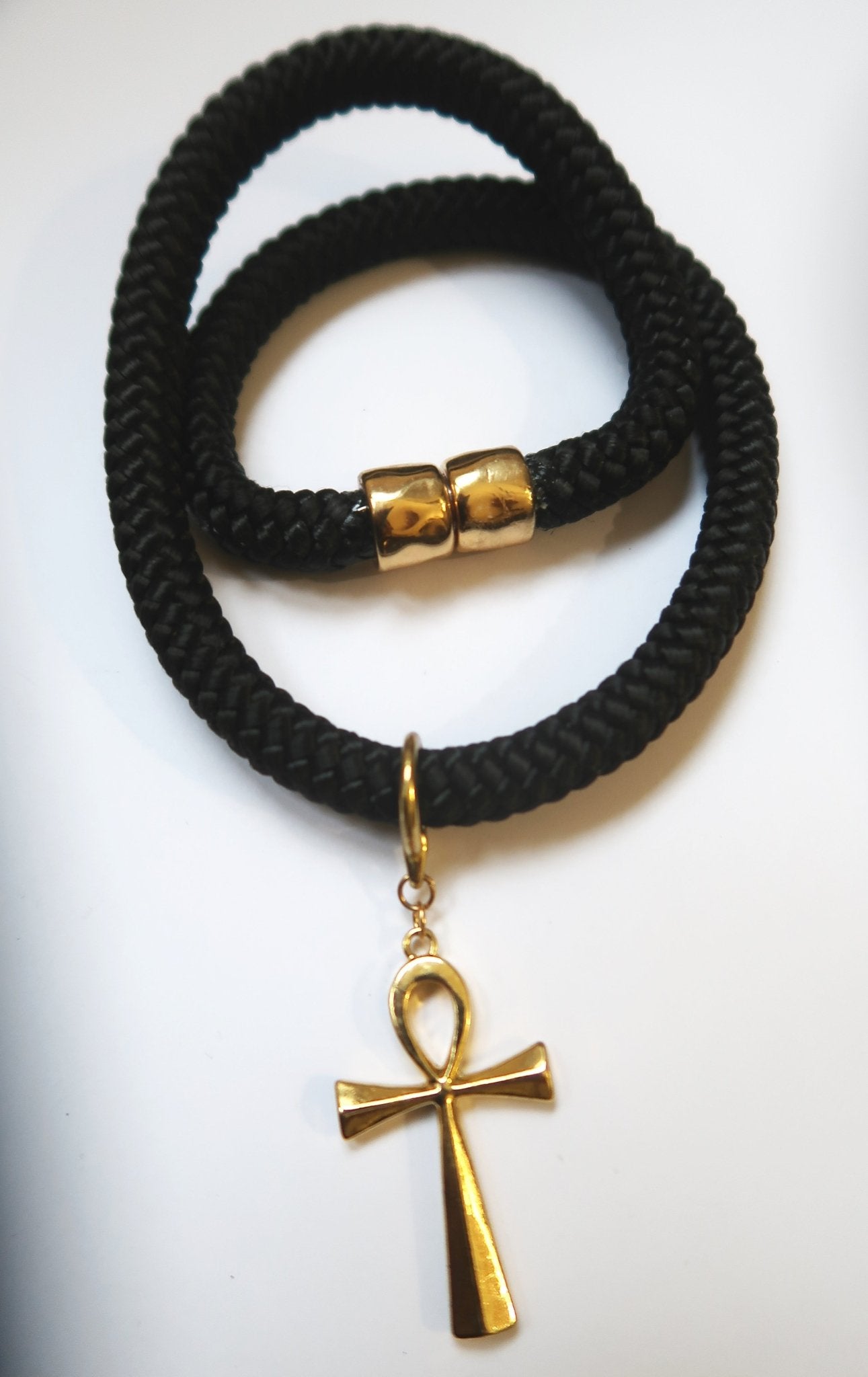 Collier Ankh Unisexe - croix ankh doree fermoir magnetique