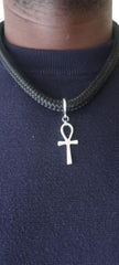 Collier Ankh Unisexe | Symbole de Vie – Pendentif acier inoxydable sur cordon noir