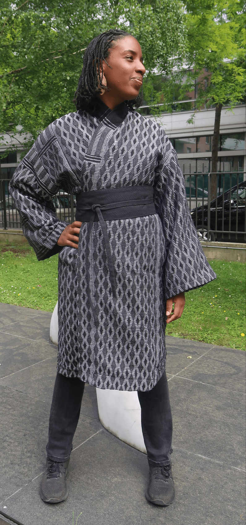 Kimono en pagne Manjak – manteau couture mixte, 100 % coton africain en kimono bogolan artisanal africain - KaolackCreations