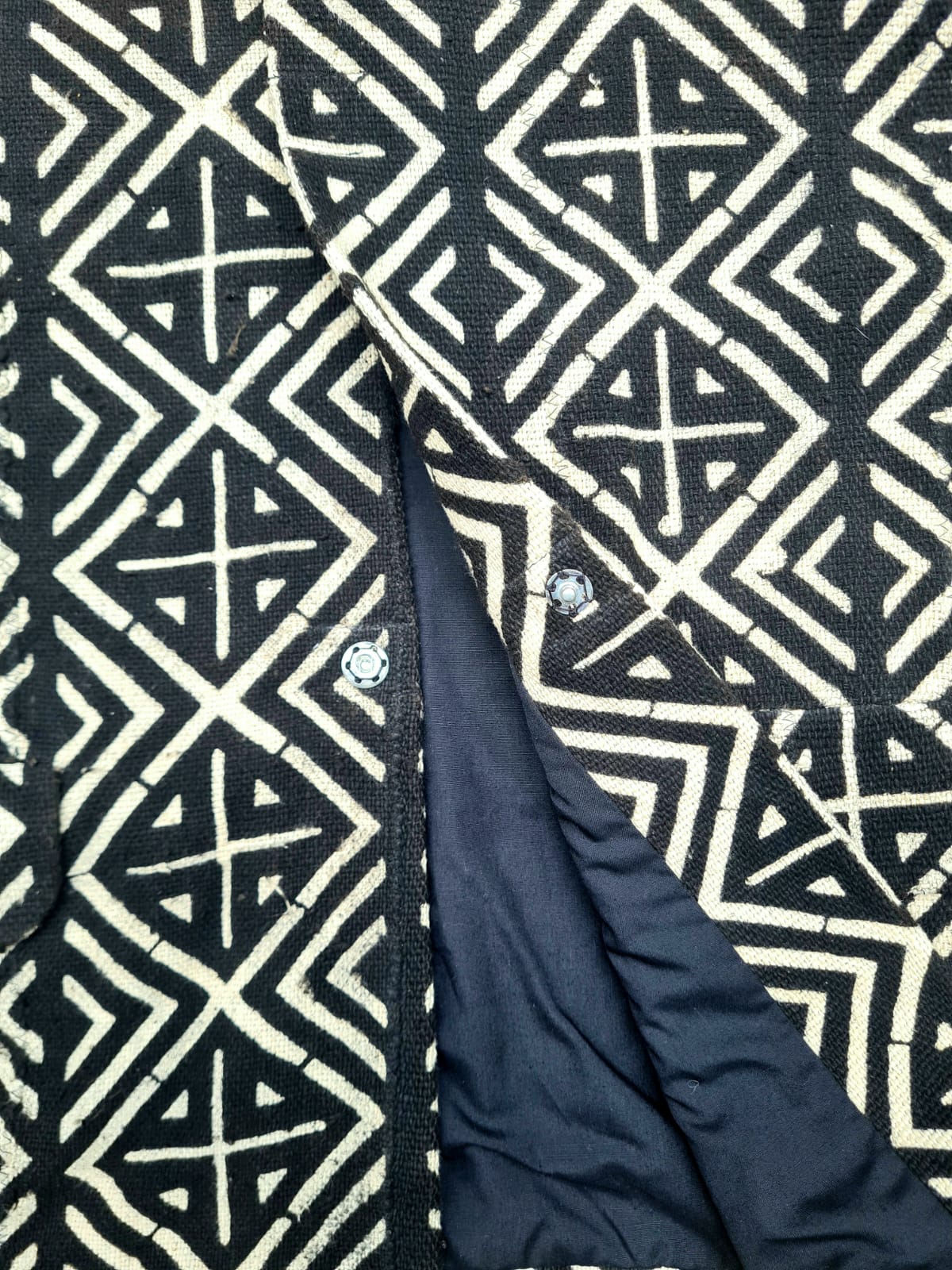 veste en bogolan doublée détail tissu et doublure - KaolackCreations