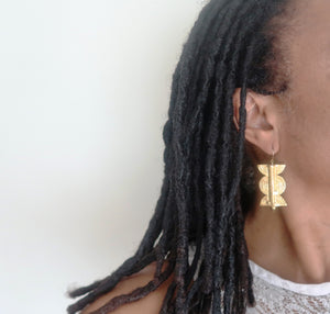 Boucles d’oreilles Poids Akan en bronze – Attache Gold Filled 14K