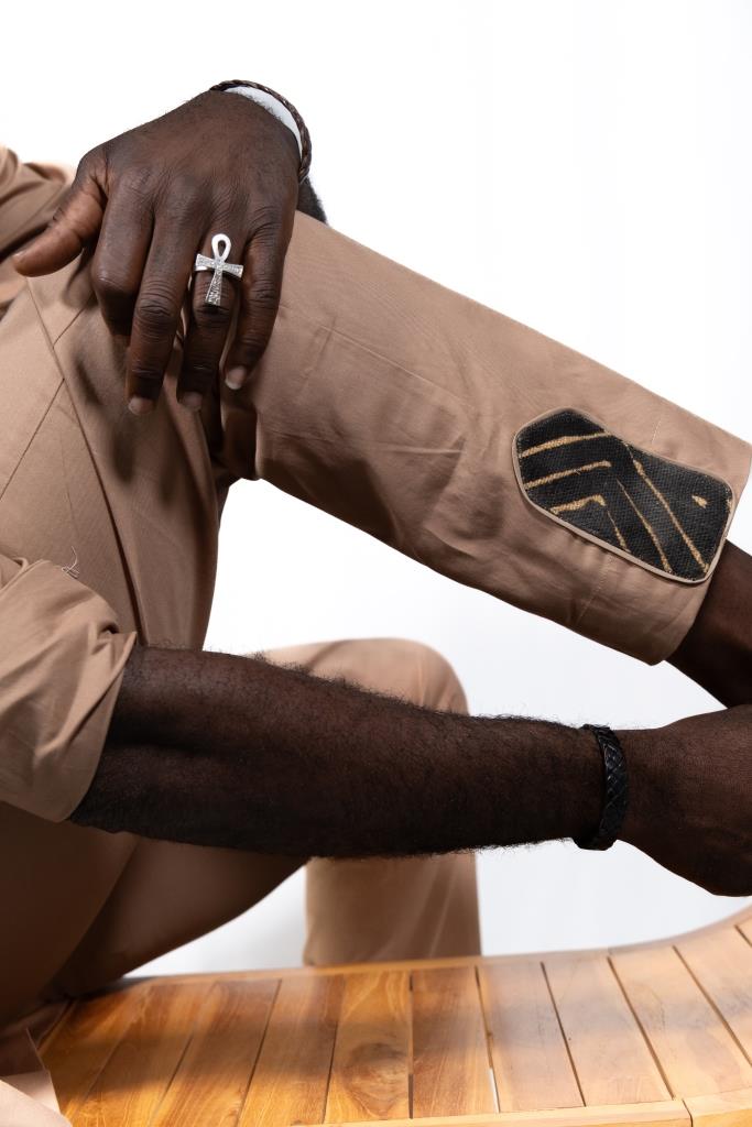 Ensemble Africain Homme caftan en Coton et Bogolan  du Mali