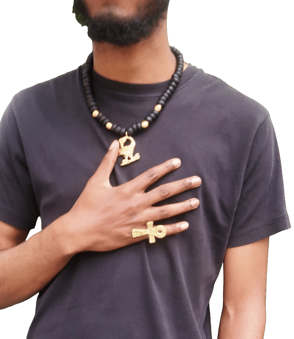 Bague Ankh en Bronze Martelé Brut en Bague Ankh mixte bronze artisanal africain - KaolackCreations