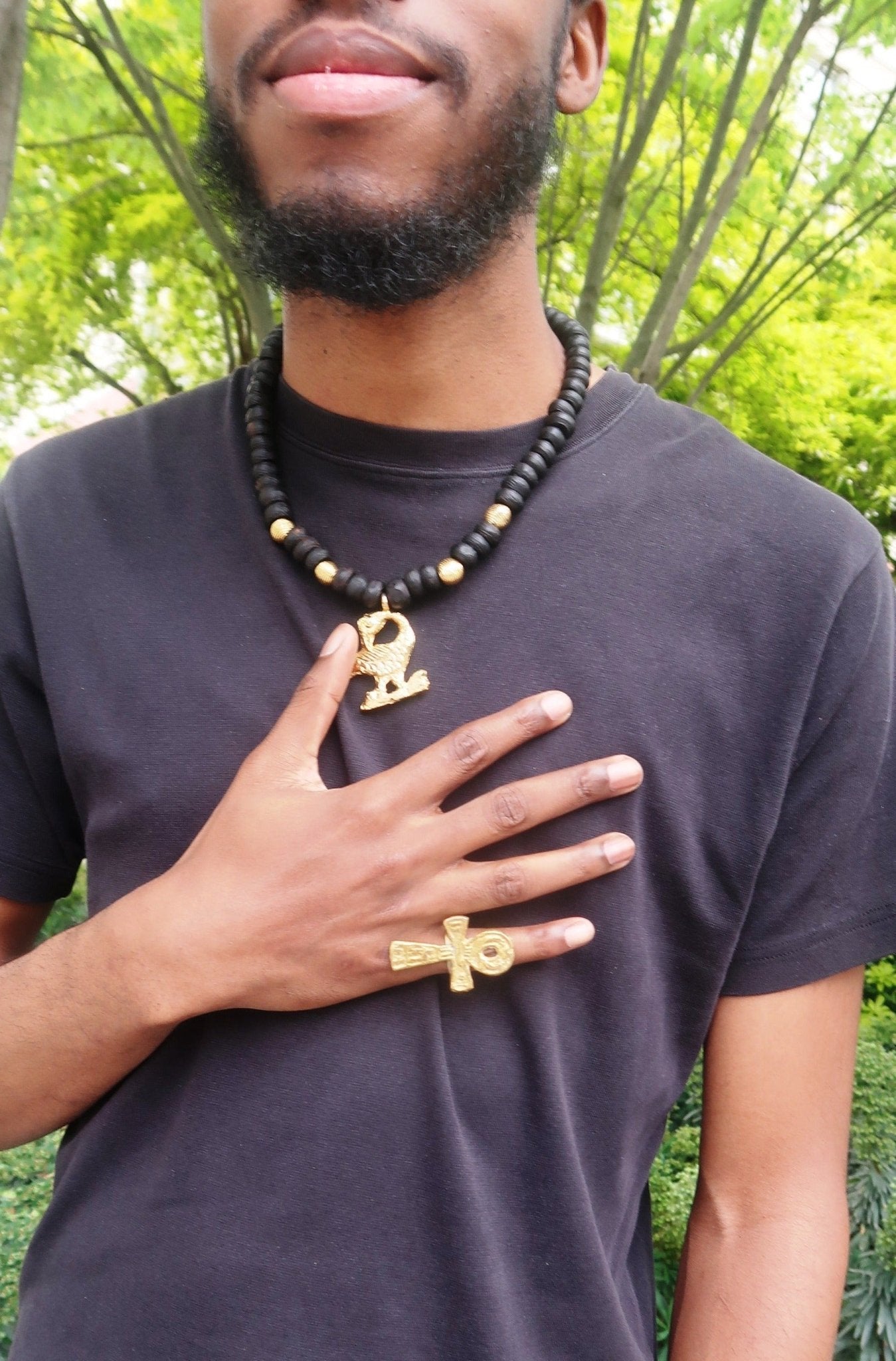 Bague Ankh en Bronze Martelé Brut en Bague Ankh mixte bronze artisanal africain - KaolackCreations