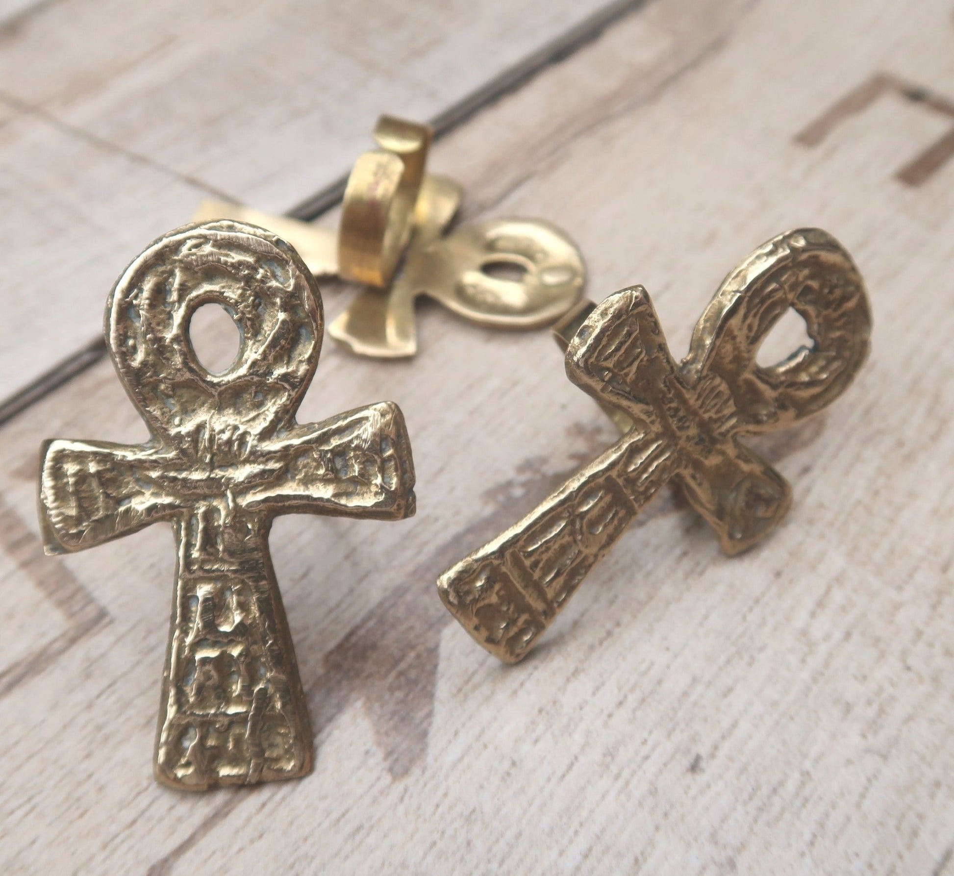 Bague Ankh en Bronze Martelé Brut en Bague Ankh mixte bronze artisanal africain - KaolackCreations