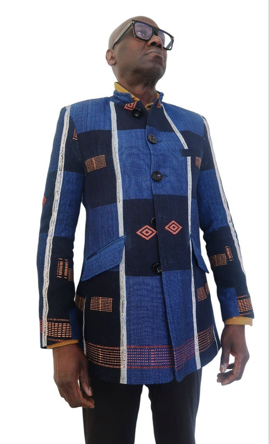 Blazer homme en pagne africain Senoufo – vue de face