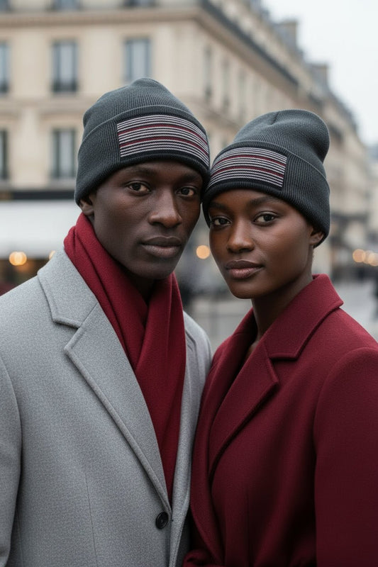 Bonnet en laine gris charbon avec protection isotherme Thinsulate™ – Pagne Africain tissé en bonnet en laine et pagne africain artisanal africain - KaolackCreations