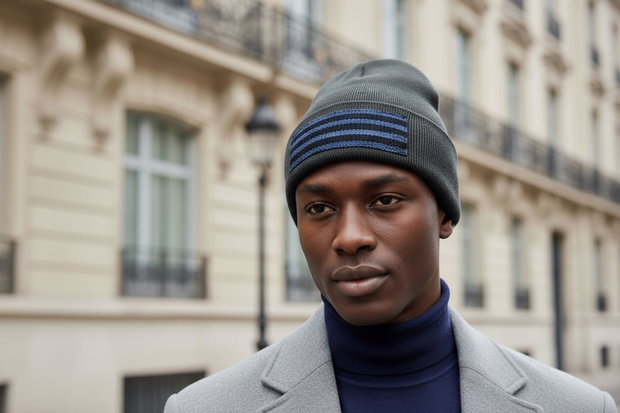 Bonnet en laine gris charbon avec protection isotherme Thinsulate™ – Pagne Africain tissé en bonnet en laine et pagne africain artisanal africain - KaolackCreations