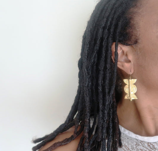 Boucles d’oreilles Africaines Poids Akan – Bronze & attaches en Gold Filled 14K en Boucles d'oreilles artisanal africain - KaolackCreations