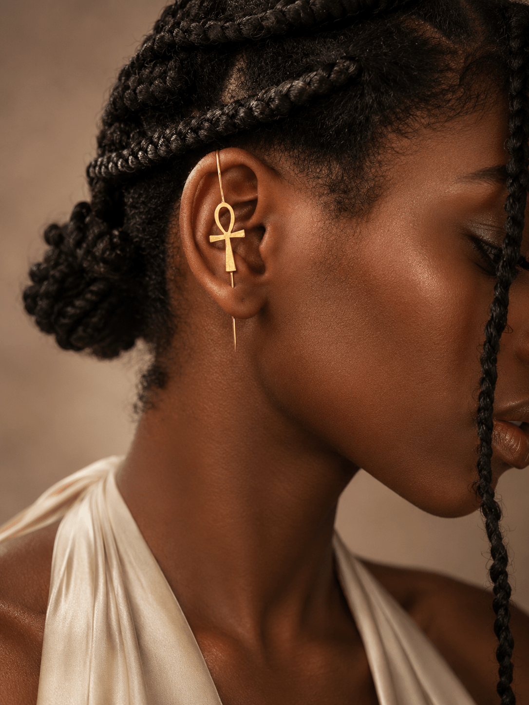 Boucles d'oreilles Ankh en bronze — ear hook en Bijoux artisanal africain - KaolackCreations