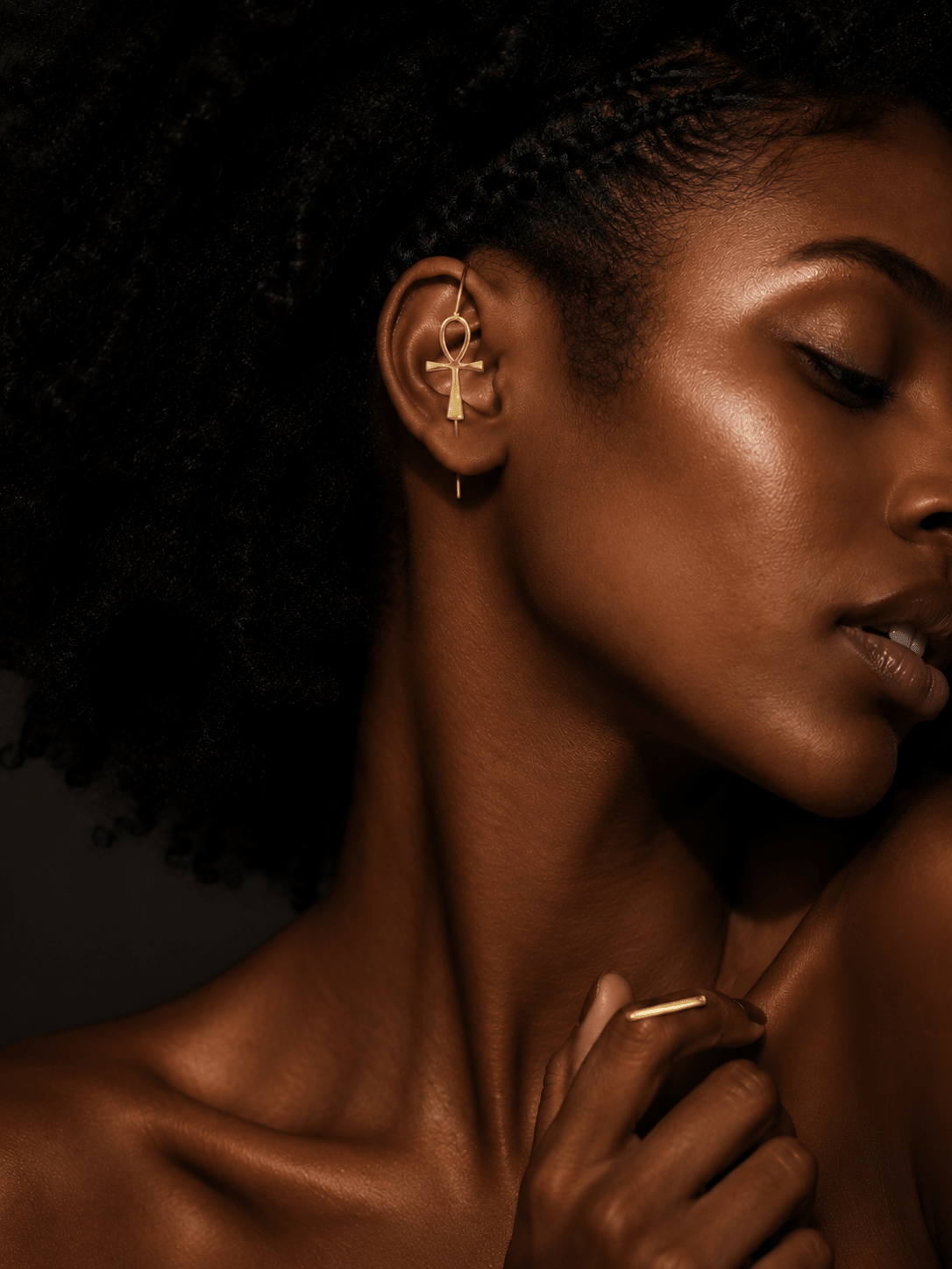 Boucles d'oreilles Ankh en bronze — ear hook en Bijoux artisanal africain - KaolackCreations