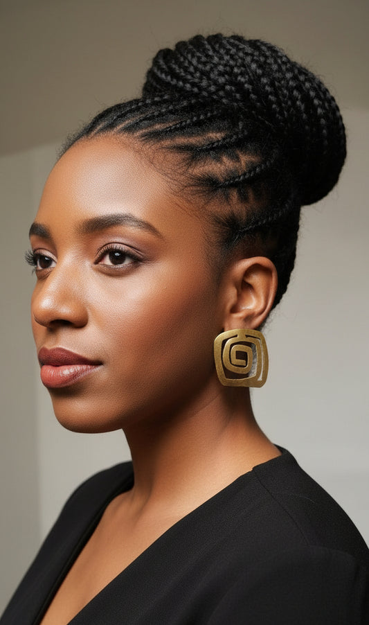 Boucles d'oreilles de Créateur "Spirale Égyptienne" en bronze, Ultra légères – Hommage à l'eau primordiale de l'Égypte antique en boucles d'oreilles artisanal africain - KaolackCreations