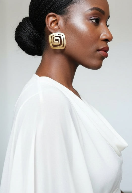 Boucles d'oreilles de Créateur "Spirale Égyptienne" en bronze, Ultra légères – Hommage à l'eau primordiale de l'Égypte antique en boucles d'oreilles artisanal africain - KaolackCreations
