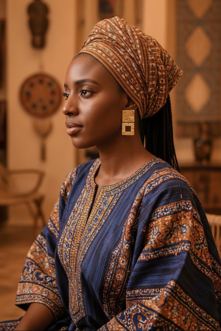 Boucles d’oreilles Djed dorées à l’or fin en Boucles d'oreilles DJET artisanal africain - KaolackCreations