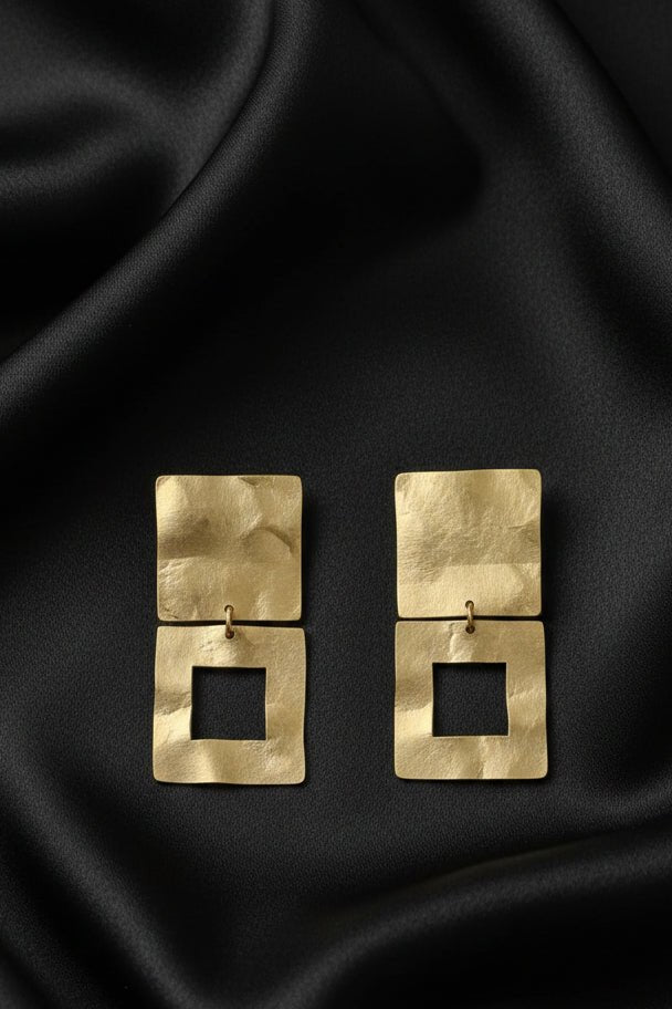 Boucles d’oreilles Djed dorées à l’or fin en Boucles d'oreilles DJET artisanal africain - KaolackCreations