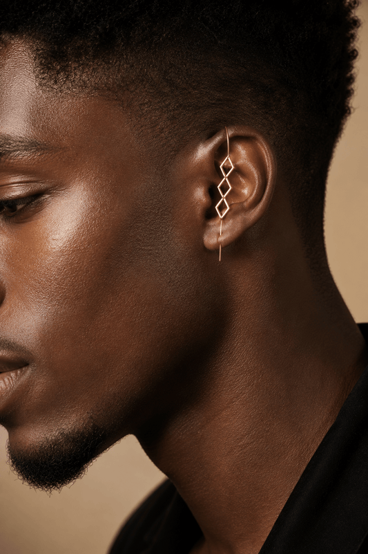 Boucles d'oreilles ear hook en bronze — Ankh ou Kanaga en Bijoux artisanal africain - KaolackCreations