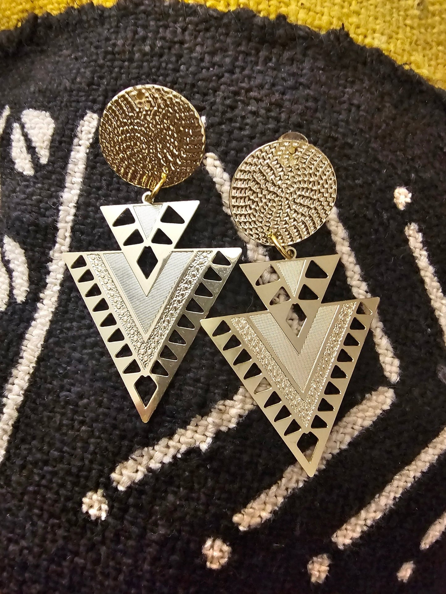 Boucles d'oreilles Kemet dorées en Boucles d'oreilles Kemet artisanal africain - KaolackCreations