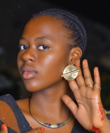 Boucles d'oreilles Poids Baoulé /Akan Rondes Attaches Gold Filled 18K en Boucles d'oreilles Poids Baoulé artisanal africain - KaolackCreations