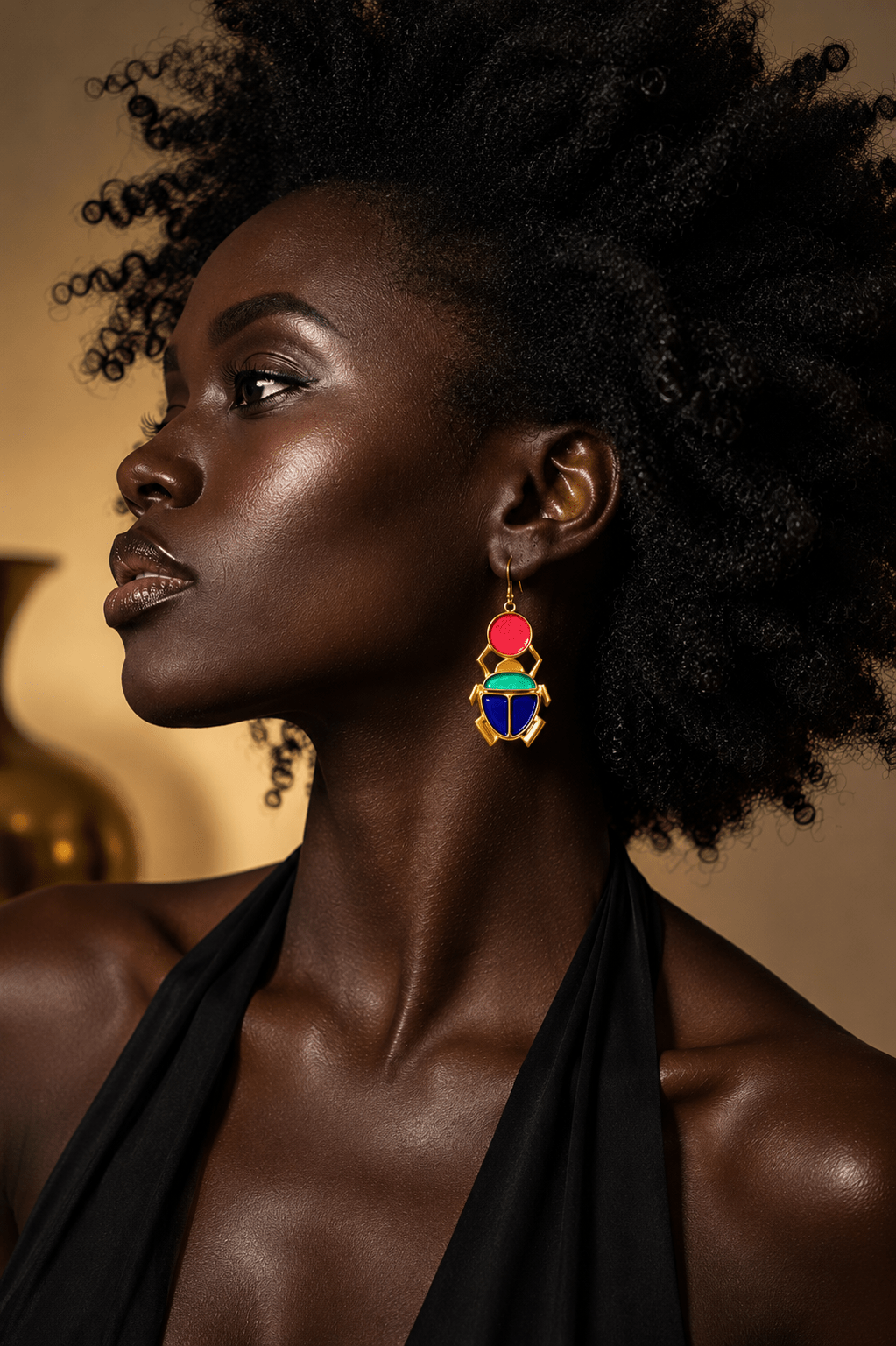 Boucles d'oreilles scarabée KHEPER | Attaches Gold Filled 14K en Boucles d'oreilles artisanal africain - KaolackCreations