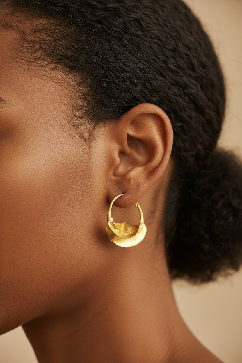 Boucles Fulani en bronze massif – boucles africaines artisanales femme en Boucles d'oreilles peulh fulani artisanal africain - KaolackCreations