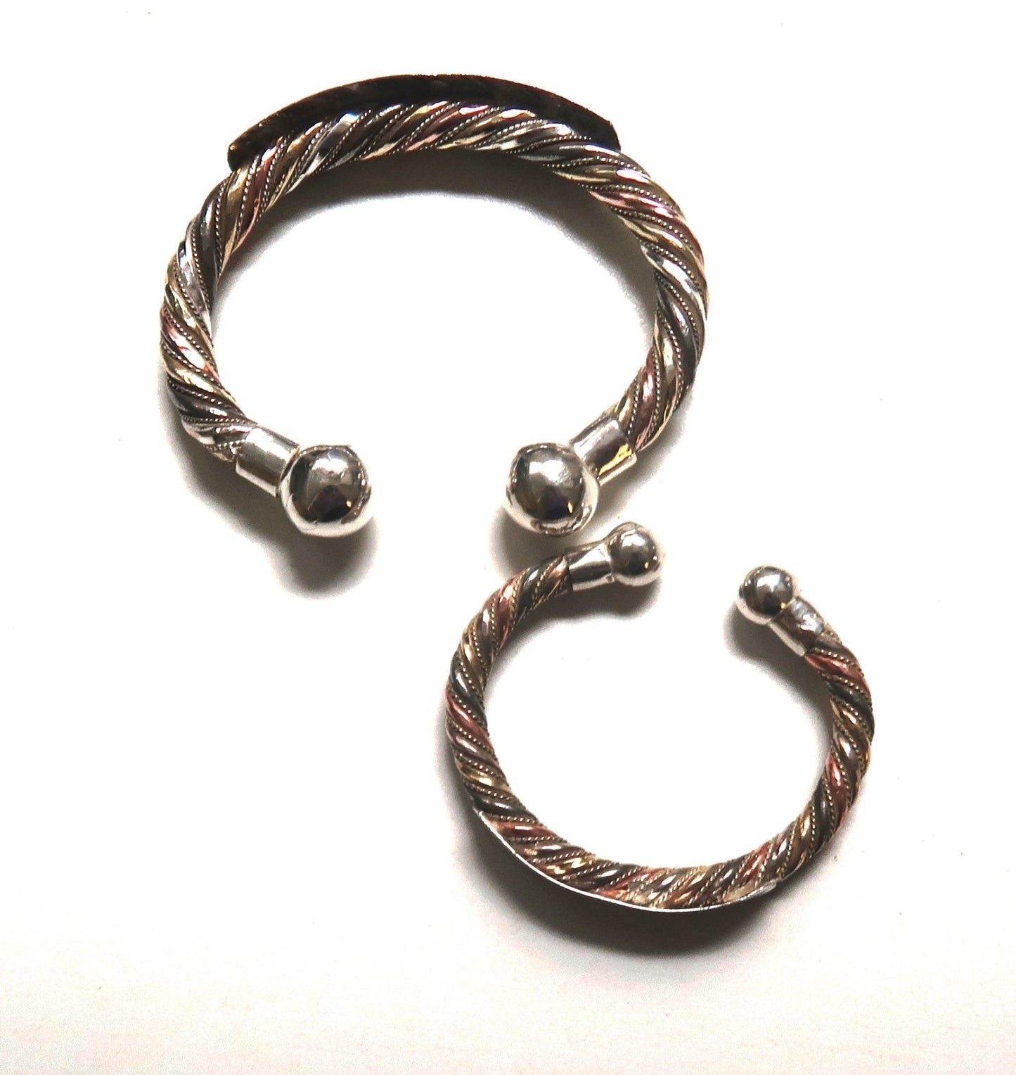 Bracelet Africain 3 Métaux en Argent Enfant : Lamou Ndiaxass | Artisan - Bijoutier Traditionnel du Sénégal en Bracelet africain 3 métaux en argent artisanal africain - KaolackCreations