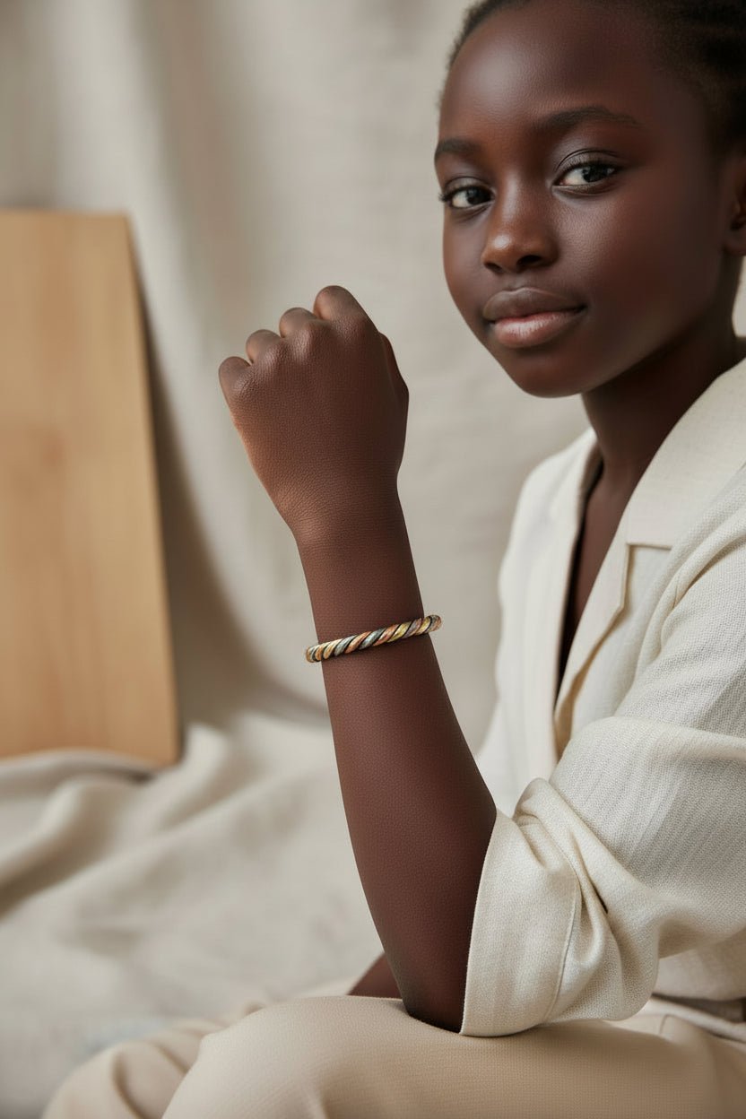 Bracelet africain Enfant 3 métaux – Lamou Ndiaxass bébé à adolescent | Signature en Bijoux artisanal africain - KaolackCreations