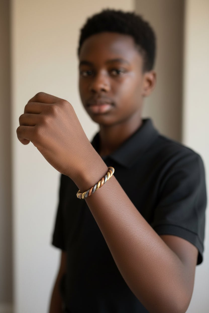 Bracelet africain Enfant 3 métaux – Lamou Ndiaxass bébé à adolescent | Signature en Bijoux artisanal africain - KaolackCreations