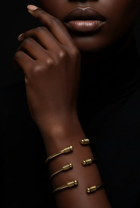 Bracelet jonc africain en bronze poli | Signature en Bijoux artisanal africain - KaolackCreations