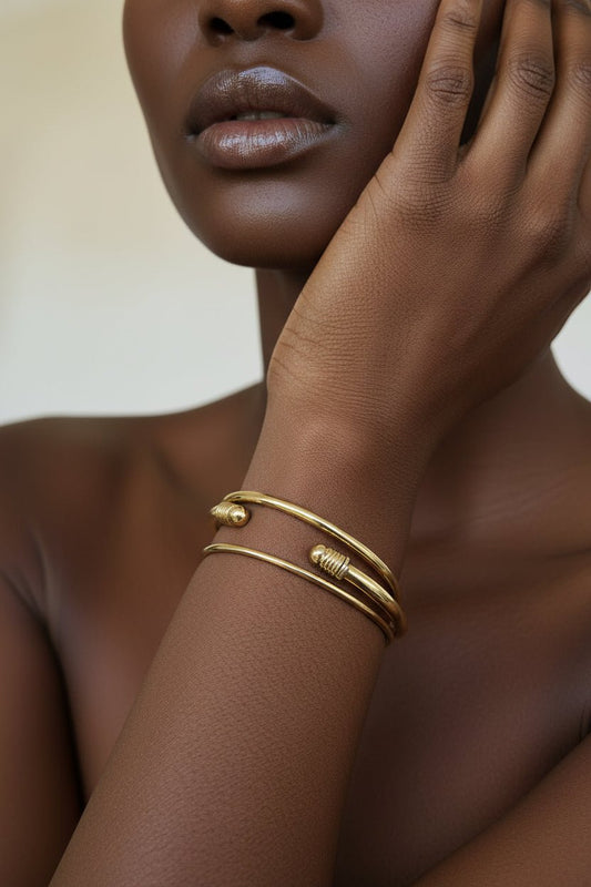 Bracelet jonc africain en bronze poli | Signature en Bijoux artisanal africain - KaolackCreations