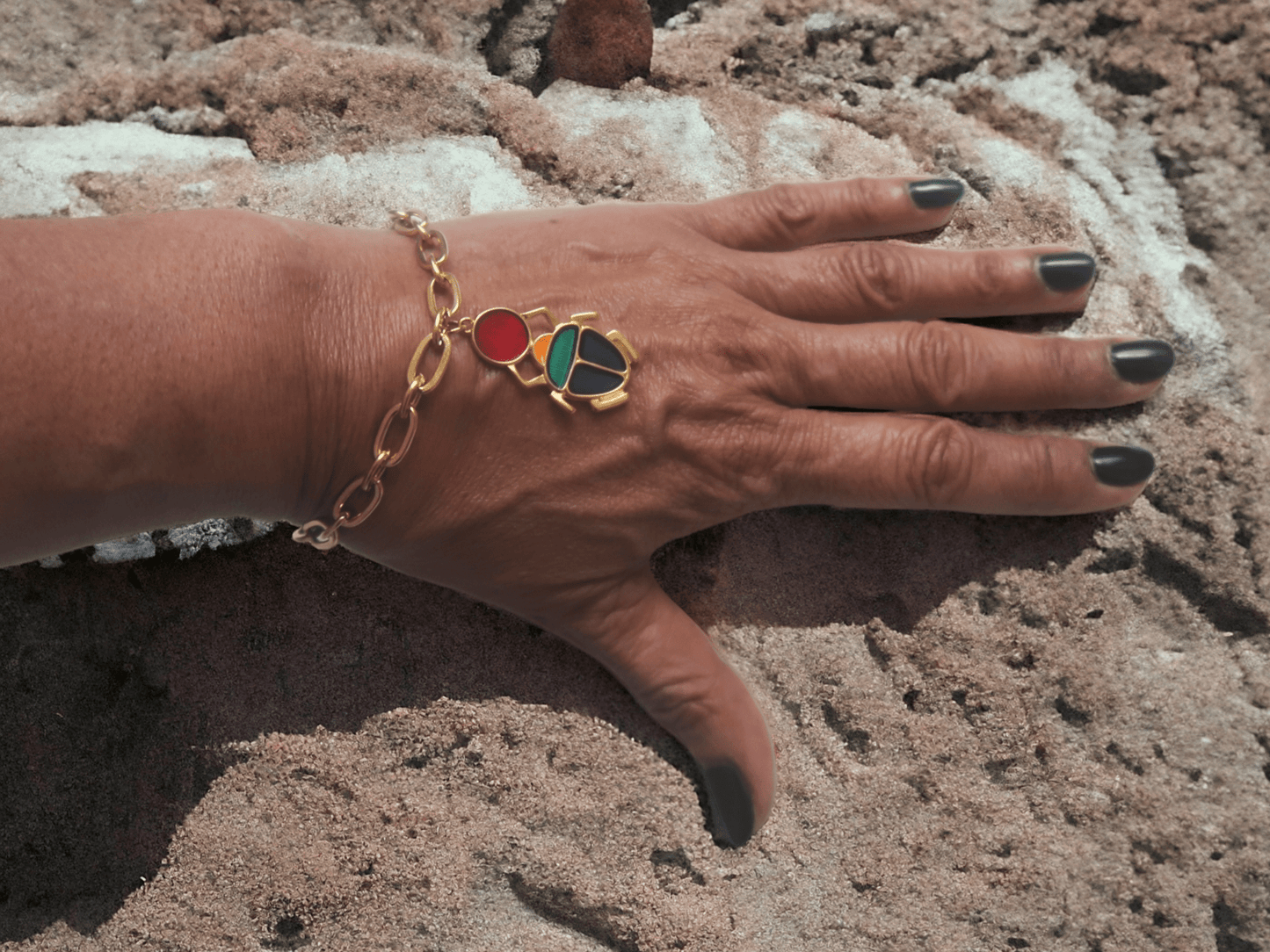 Bracelet Kheper, chaîne à gros maillons en acier inoxydable en BRACELET KHEPER artisanal africain - KaolackCreations