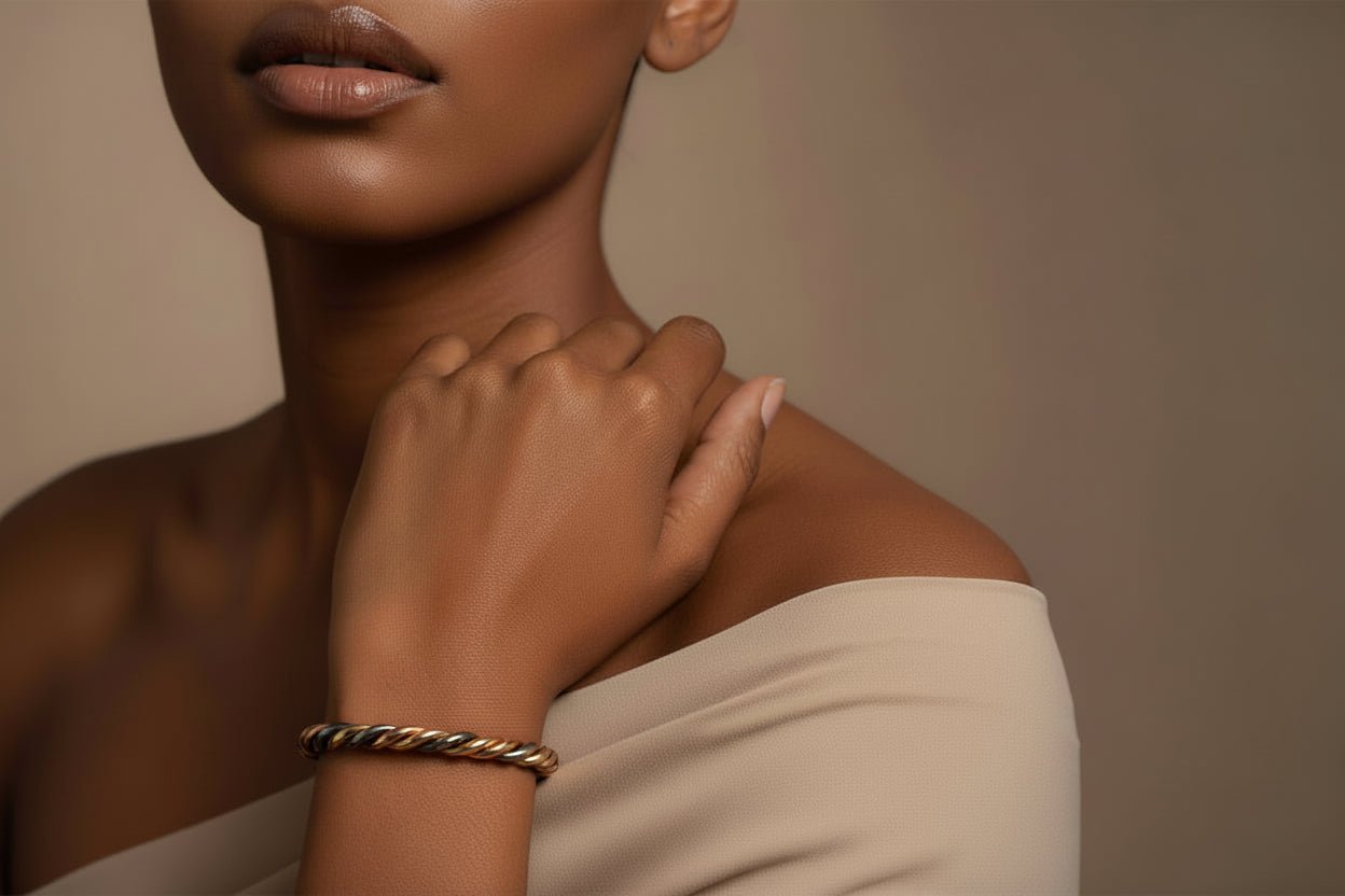 Bracelet Sénégalais Lamou Ndiaxass 3 Métaux | Signature en Bijoux artisanal africain - KaolackCreations