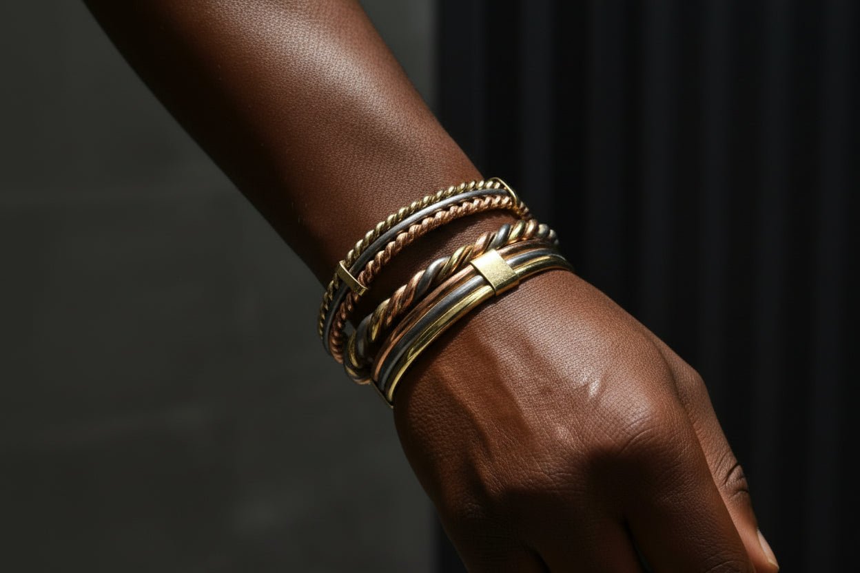 Bracelet Sénégalais Lamou Ndiaxass 3 Métaux | Signature en Bijoux artisanal africain - KaolackCreations