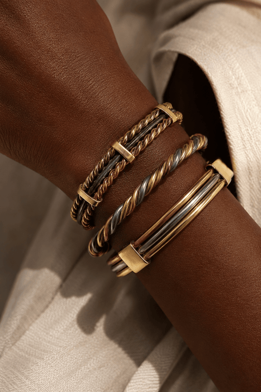 Bracelet Sénégalais Lamou Ndiaxass 3 Métaux | Signature en Bijoux artisanal africain - KaolackCreations