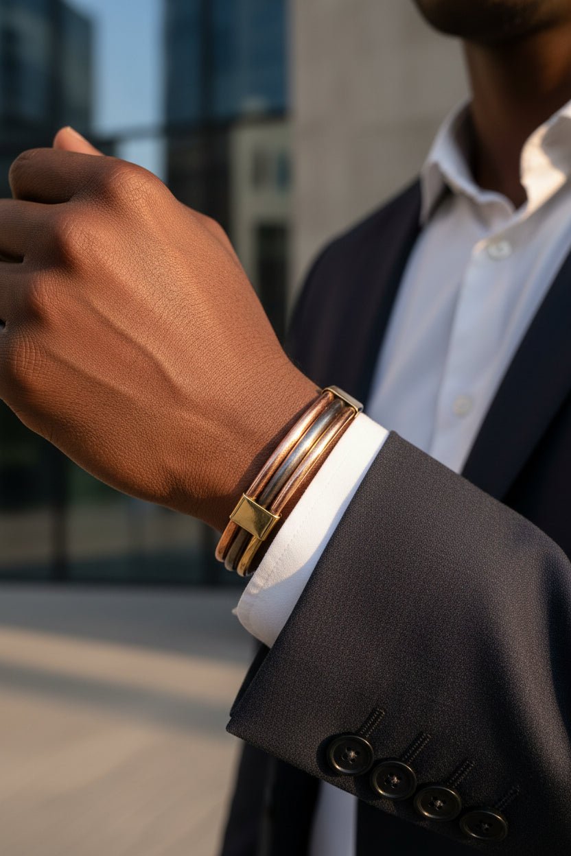 Bracelet Sénégalais Lamou Ndiaxass 3 Métaux | Signature en Bijoux artisanal africain - KaolackCreations