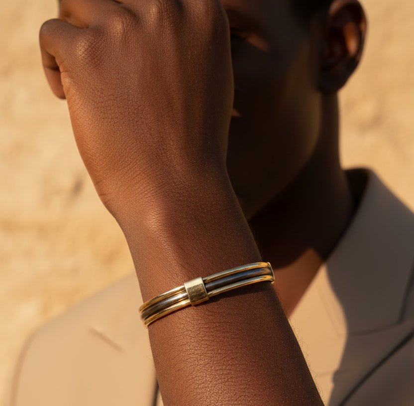 Bracelet Sénégalais Lamou Ndiaxass 3 Métaux | Signature en Bijoux artisanal africain - KaolackCreations
