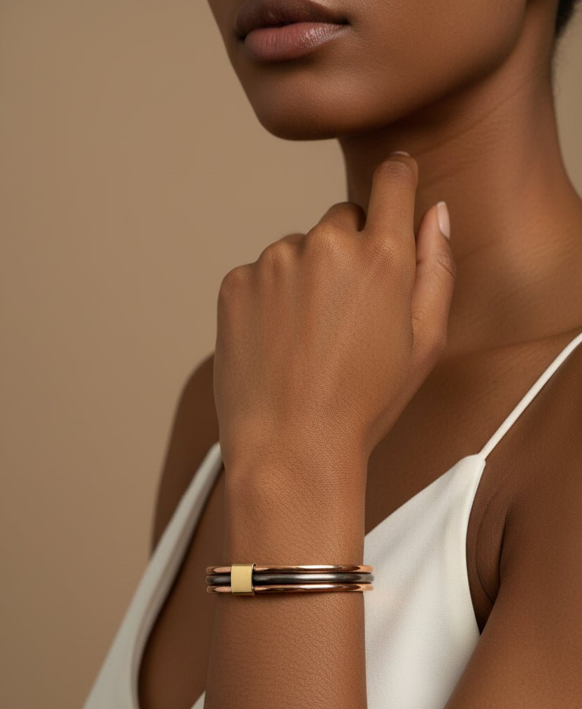 Bracelet Sénégalais Lamou Ndiaxass 3 Métaux | Signature en Bijoux artisanal africain - KaolackCreations