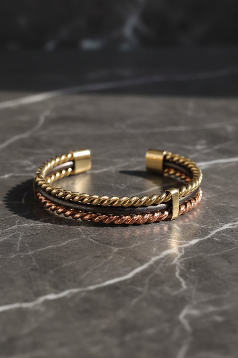 Bracelet Sénégalais Lamou Ndiaxass 3 Métaux | Signature en Bijoux artisanal africain - KaolackCreations