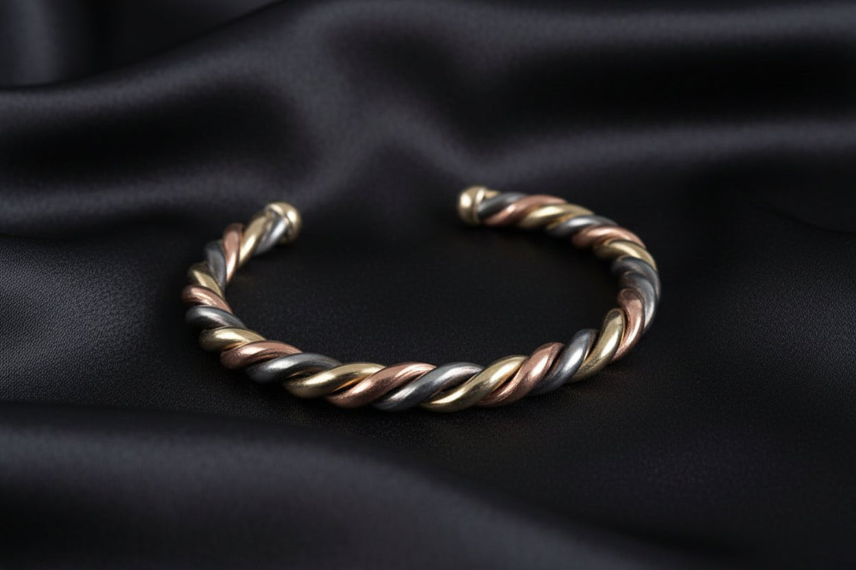 Bracelet Sénégalais Lamou Ndiaxass 3 Métaux | Signature en Bijoux artisanal africain - KaolackCreations