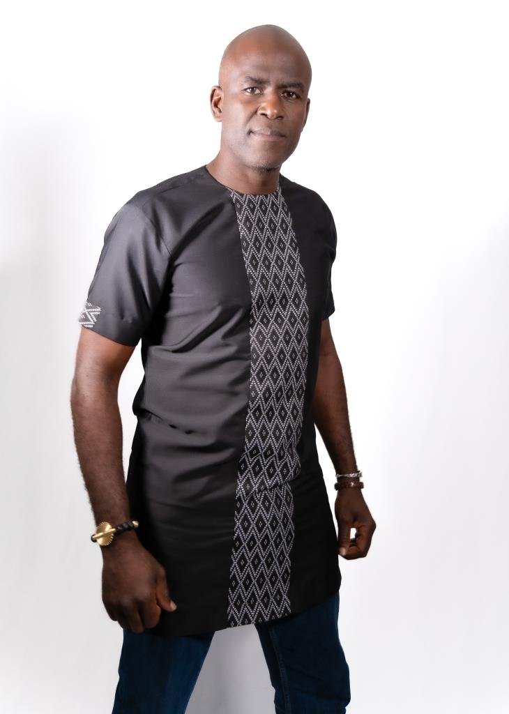 Chemise AWARA Bi - Matière en Coton & Pagne Manjak | Mode Masculine Africaine en vêtements homme artisanal africain - KaolackCreations