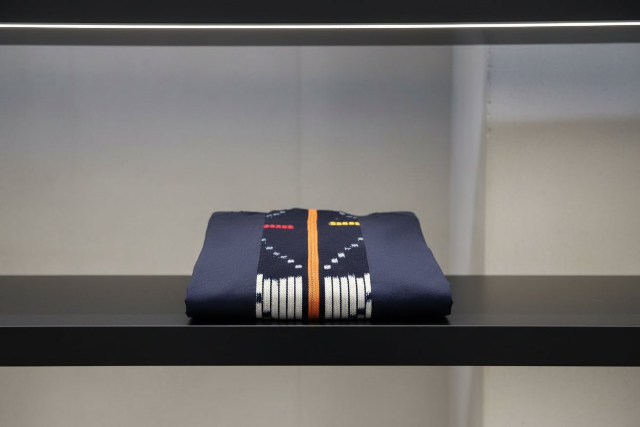 Chemise bi - matière coton bleu marine & pagne Baoulé tissé main en Chemises artisanal africain - KaolackCreations