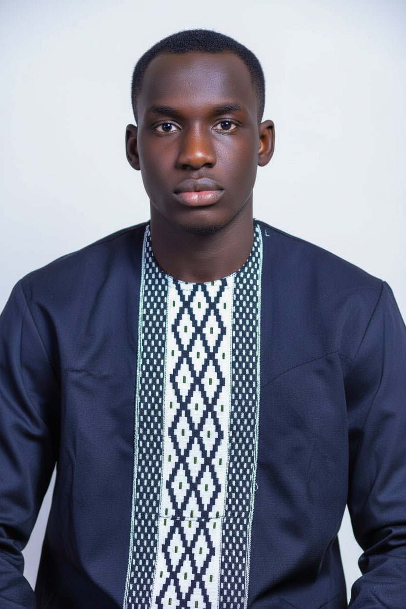 Chemise bi - matière Kente Ewe manches longues en tunique homme artisanal africain - KaolackCreations