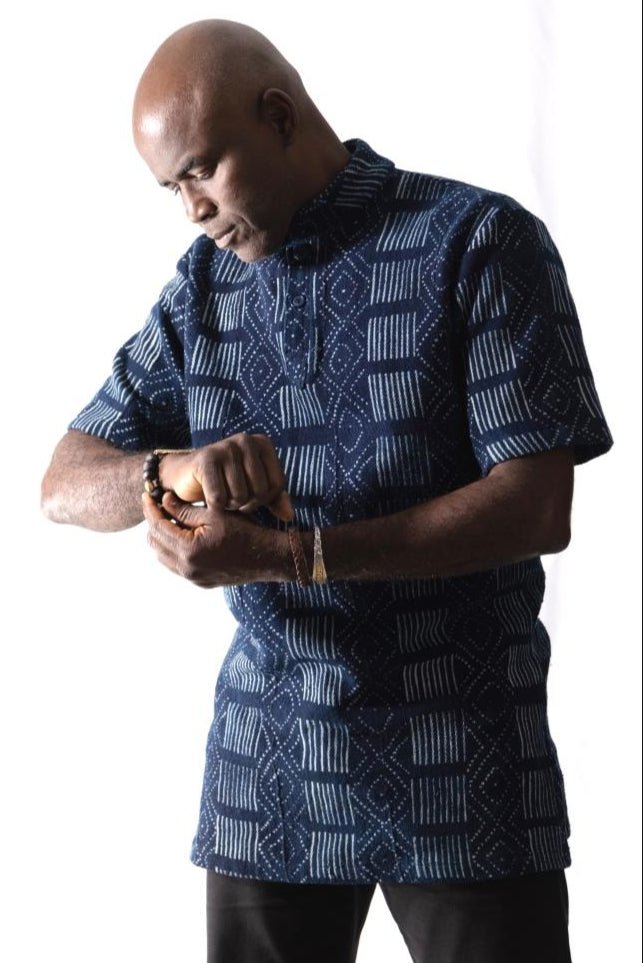 Chemise homme Galafini (Lépi) – Indigo artisanal africain en Chemise homme galafini collection Farafina artisanal africain - KaolackCreations