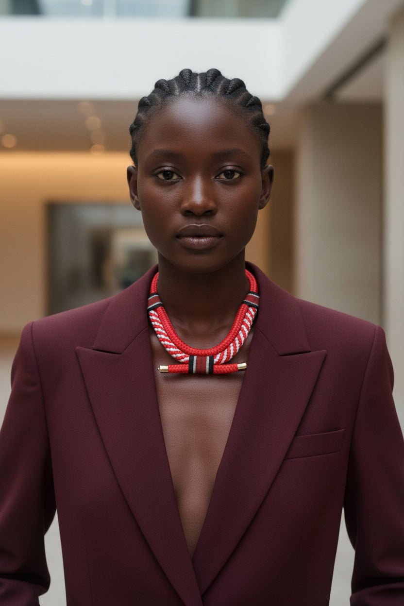 Collier Africain Cordage Ceddo | Cauri Zamak Doré en Collier ceddo artisanal africain - KaolackCreations